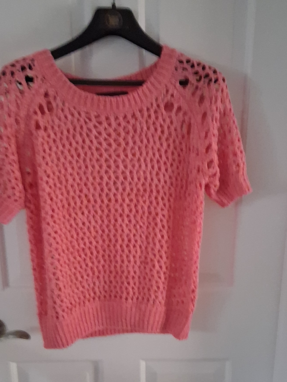Catherine Malandrino Coral Open Crochet Knit Top